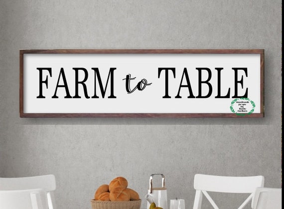 Large Farmhouse Sign Farm To Table Sign Kitchen Wall Decor Etsy
