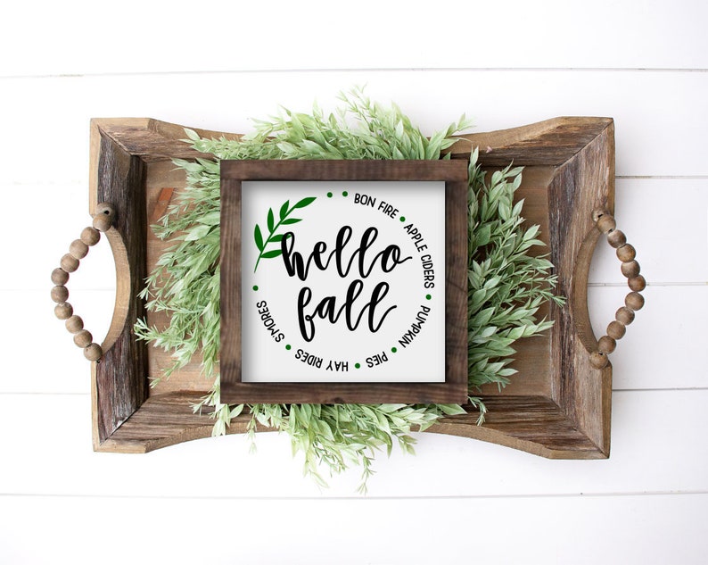 Hello Fall Wood Sign Fall Wall Decor Fall Mantle Decor 