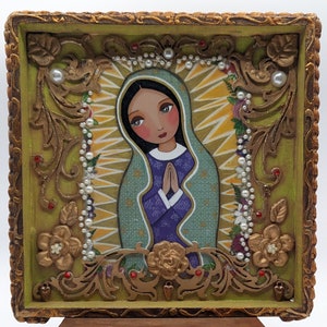 Handgefertigte religiöse Ikone, christliches Geschenk, Unsere Liebe Frau von Guadalupe, La Virgen De Guadalupe, katholische Kunst, von EvonaGallery