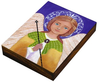 Folk Art, Saint Gabriel , Wood Panel, Wood Plaque, Wall Decore by Evona