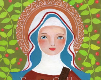 Rita of Cascia , St Print Of Original Art, acrylic painting, gift, present, Folk Art, Wall Decore by Evona