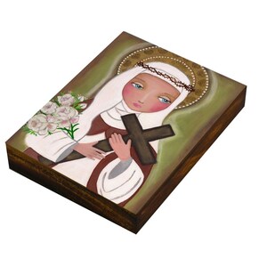 St Catherine of Sienna,Saint Portrait,  Print Mounted on Wood Panel, Italian Saint, Religious Gift, Religious Icon Painting, Wall Decor