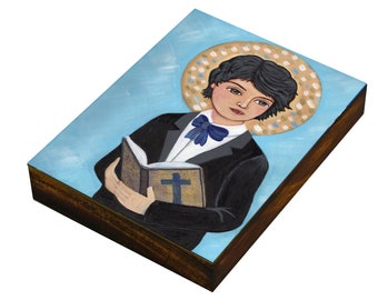 St. Dominic Savio Plaque, Catholic Patron Saint for children, Wood Plaque, Icon, catholic gift, print, Wall Decore by Evona