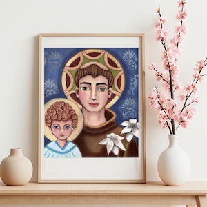 St. Anthony of Padua, Catholic gift, Christian gift, doctor of church, soft pastel, saint portrait, evonagallery,
