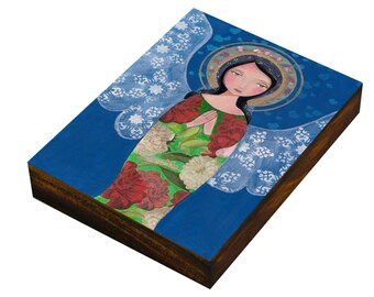 Angel Portrait, Guardian Angel, El Angel, Religious  Picture Gifts, Religious Icon, Christian Icons, Handmade, Mixed Media, Wall Decor