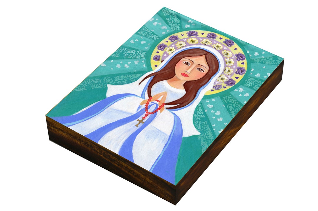 Our Lady of Lourdes, Print Mounted on Wood Panel, Mixed Media, Icon ...