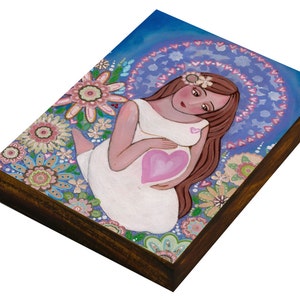 Maternity, Religious Art, Icon, Wood Plaque, Mounted print on wood panel, Wall Decore by Evona