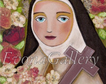 Saint Therese of Lisieux, the Little Flower by Evona Print, Mixed Media Wall Decore by Evona christian painting gift icon