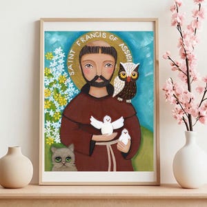 St Francis of Assisi, Saint Francis of Assisi, Swiety Franciszek, San Francisco, Religious Print Religious Gift, Acrylic Painting Wall Decor