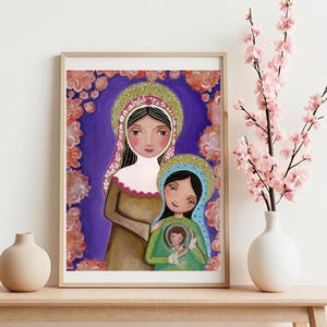 Sainte Anne, Sainte Anne mère de la Vierge Marie, icône chrétienne murale religieuse suspendue, la mère de la Bienheureuse Vierge Marie, impression
