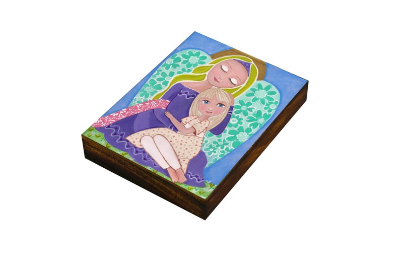 Guardian Angel  Print mounted on Wood panel size 4 x 6 inch image 0