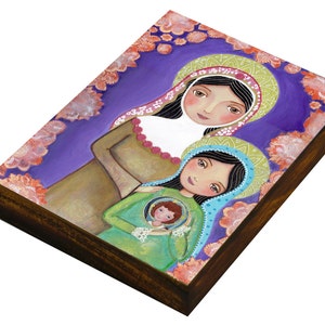 St. Anne the mother of the Blessed Virgin Mary , Print mounted on Wood Panel, Mixed Media, Wall Decore by Evona