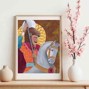 St. George, Saint George, Patron Saint of Boy Scouts, Parton Picture,  Spiritual Religious Painting, Wall Decor, Religious Artwork