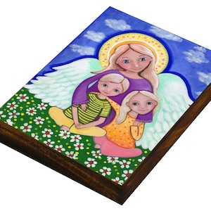 Guardian Angel 5, Icon, Artwork on wood panel, Wall Decor by EvonaGallery