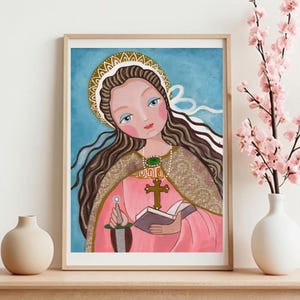 St. Catherine of  Alexandria, Patron of Single Women, Religious Art, Acrylic Painting, Handmade, Icon Of Original Art, Folk Art, Wall Decor
