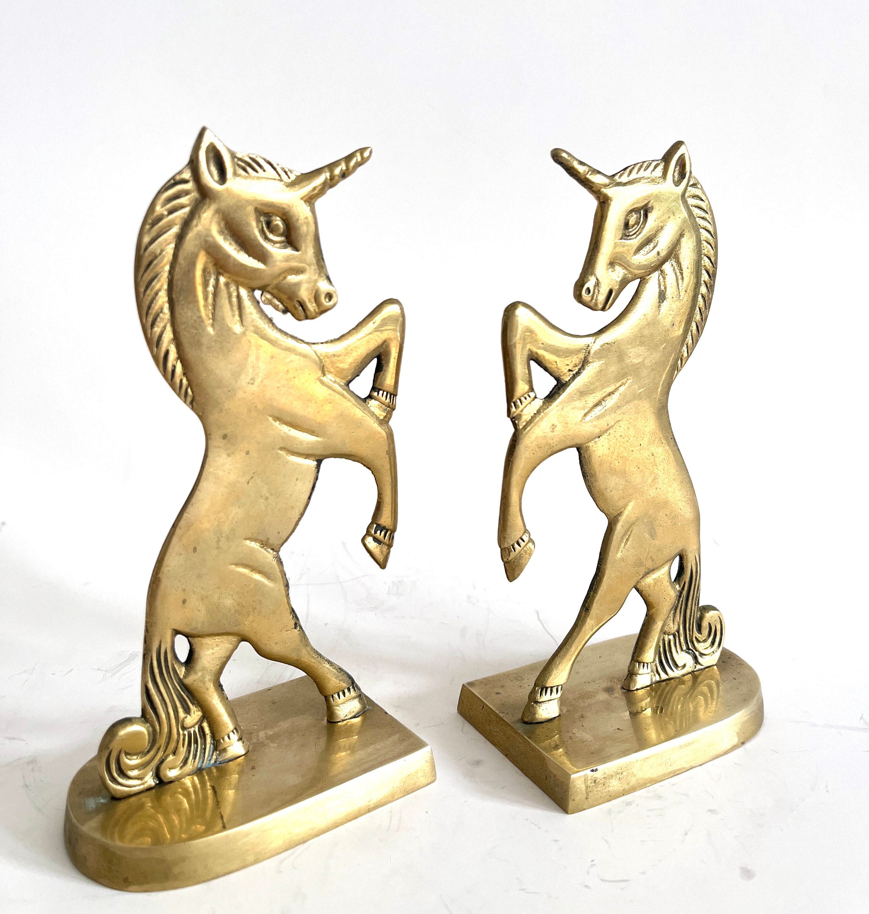 Vintage Brass Unicorn Bookends Etsy