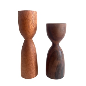 Mid Century Modern Danish Style Walnut Candlesticks