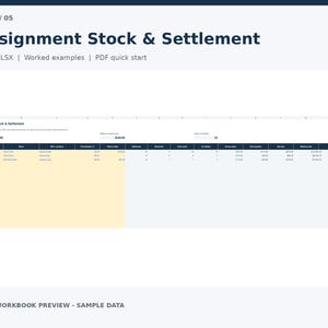 May include: A digital spreadsheet titled Consignment Stock & Settlement with columns for Consignment ID, Price, SKU, Commission, Paid to Date, Delivered, Returned, Sold Units, In Stock, Gross Sales, Commission, Net Due, Balance Due, and Date Sold.