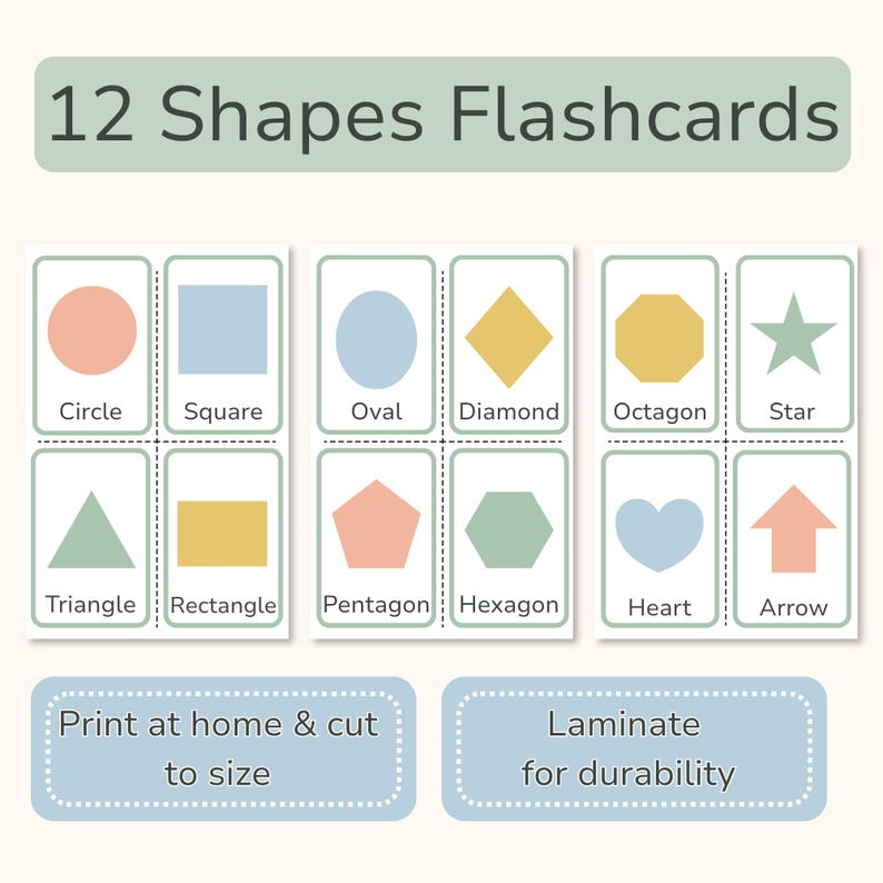 12 Shape Flashcards for Kids | Printable Preschool Learning Activity