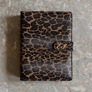 A5 Leopard Print Gold Ringed Planner Binder | Luxury Cheetah Gold 6 Ring Planner Cover | Organizer Travel Journal | Budget Planner Notebook