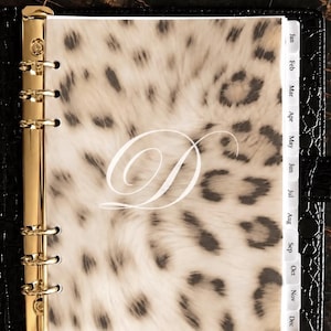 Leopard Print Personalized Planner Dashboard | Custom Initial, Thick Matte  (A5/A6/A7/Filofax/LV Planners/Pocket/Personal)
