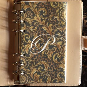 Personalized Custom Initial Planner Dashboard Page | Old Money Leopard Cheetah Print Ornate Luxury Planner | A5 A6 A7 Personal Pocket Insert