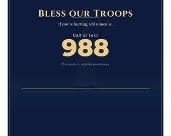 Bless Our Troops Sticker | Call or Text 988 Suicide Awareness Vinyl 2 Pack