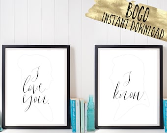 Han Solo and Leia Organa "I love you, I know" Digital Print.