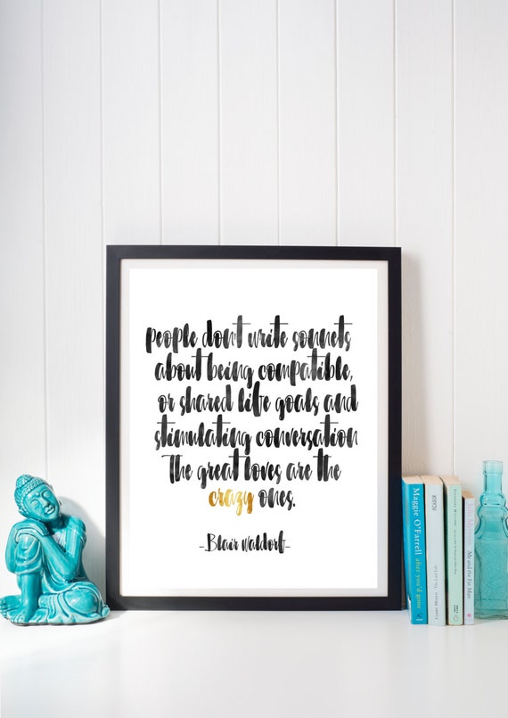 Blair Waldorf Verrückt Liebe Zitat Digital Print Etsy