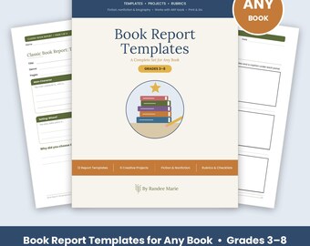 Modèles de fiches de lecture pour tous les livres, niveaux 3 à 8, PDF imprimable (téléchargement numérique)