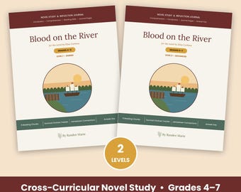 Étude du roman « Blood on the River », unité d'histoire de Jamestown, lecture à domicile et diapositives pédagogiques, niveaux 4 à 7, PDF imprimable