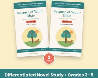 Ze względu na studium powieści Winn-Dixie, 2 poziomy, slajdy dydaktyczne, quizy i test z powieści, klasy 3-5, jednostka do nauki czytania w domu (PDF + PPT)