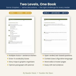 Puede incluir: Dos hojas de trabajo educativas para Number the Stars, tituladas Two Levels, One Book. El nivel 1 Guided para grados 3-4 presenta preguntas de opci&oacute;n m&uacute;ltiple. El nivel 2 Advanced para grados 5-6 incluye preguntas abiertas. Por Randee Marie.