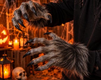 Werwolf-Krallenhandschuhe, Halloween-Kostümhandschuhe, Monsterhände, Werwolf-Cosplay-Accessoire