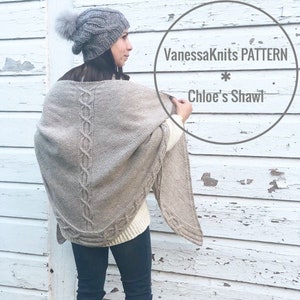 KNITTING PATTERN - Chloe's Shawl // Lightweight - Cabled // Written & Charted Instructions + Video Tutorial // Level: Intermediate