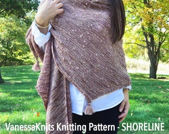 KNITTING PATTERN - Shoreline Shawl // Oversized & Non-Traditional Shaped Irregular Polygon // Written Instructions