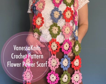 CROCHET PATTERN - Flower Power Scarf // Lion Brand LB Collection Cotton Bamboo // Oversized and No Sew / Level: Easy+