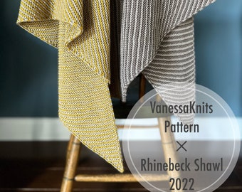 KNITTING PATTERN - Rhinebeck Shawl 2022 - Reversible // Lion Brand Collection // DK Weight // Level: Beginner - Easy // Triangle // Striped