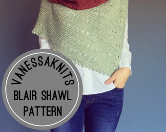 KNITTING PATTERN - The BLAIR Shawl // Modern Eyelet Shawl // Designed with Pichinku Baby Alpaca Yarn  // Level: Easy+