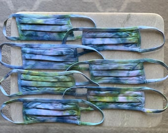 Ice Dyed Masks // Small Batch Tie Dye // One Size Fits Most ADULTS // 100% Cotton // 2 Layers Thick // Hand Dyed by VanessaKnits - MONET