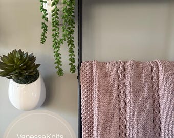 VanessaKnits Knitting PATTERN - Signs of Spring Throw / Lion Brand / Bulky, Lacy & Textured / Level: Easy+ / Lace / Feels Like Cuddles Yarn