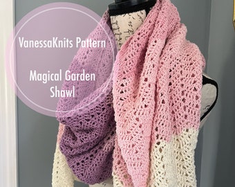 VanessaKnits CROCHET PATTERN - Magical Garden Shawl / Hobbii Organic Cotton / Oversized Gradient Stole / Level: Easy