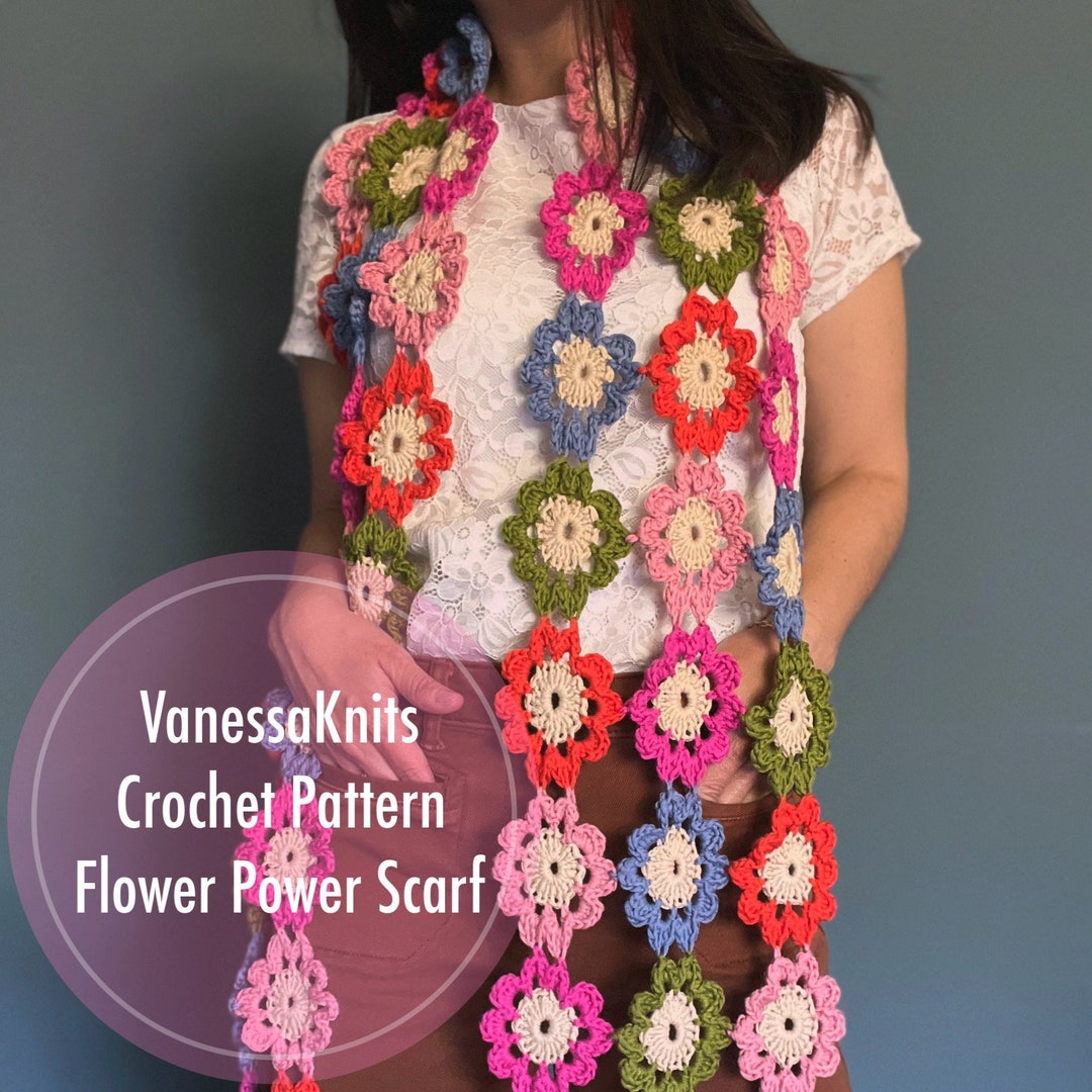 CROCHET PATTERN Flower Power Scarf Download the Pattern