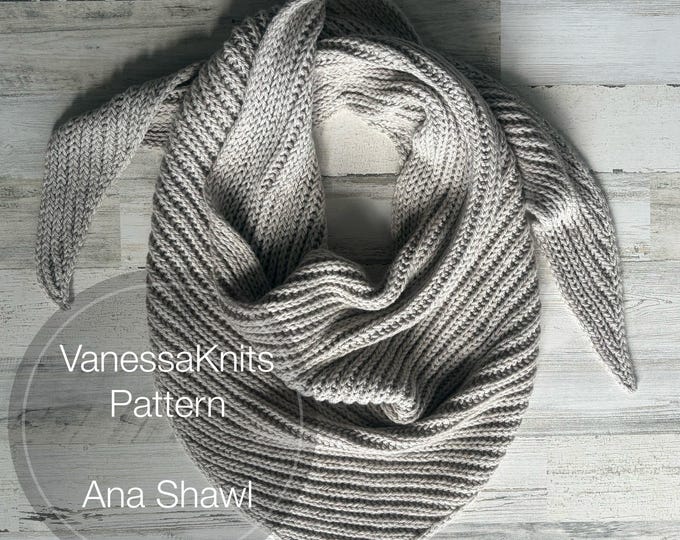 Featured listing image: VanessaKnits Knitting PATTERN - Ana Shawl / Quince & Co. Osprey / Reversible / Half Fisherman's Rib / Level: Easy+