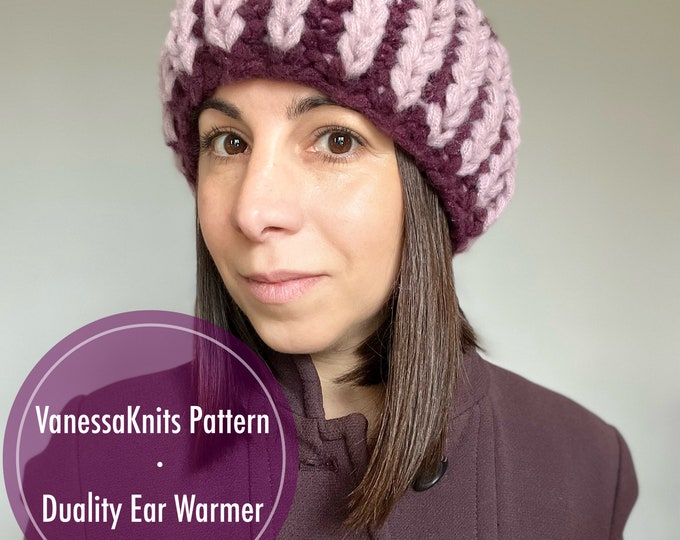 Featured listing image: KNITTING PATTERN - Duality Ear Warmer - Reversible Headband // Lion Brand // Super Bulky Weight // Level: Beginner - Easy+ // Not Brioche!