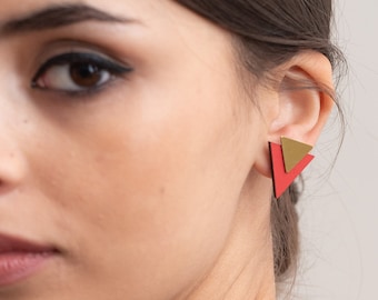 Triangle stud earrings - geo stud earrings - laser cut earrings