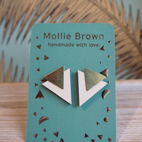 handcrafted geometric earrings - Geometric earrings - Triangle stud earrings