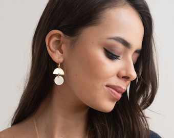 Geometric dangle earrings - circle earrings - laser cut earrings
