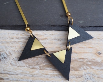 Geometric triangle necklace - laser cut wooden necklace