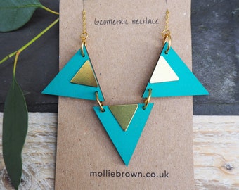 handmade geometric triangle necklace - laser cut necklace